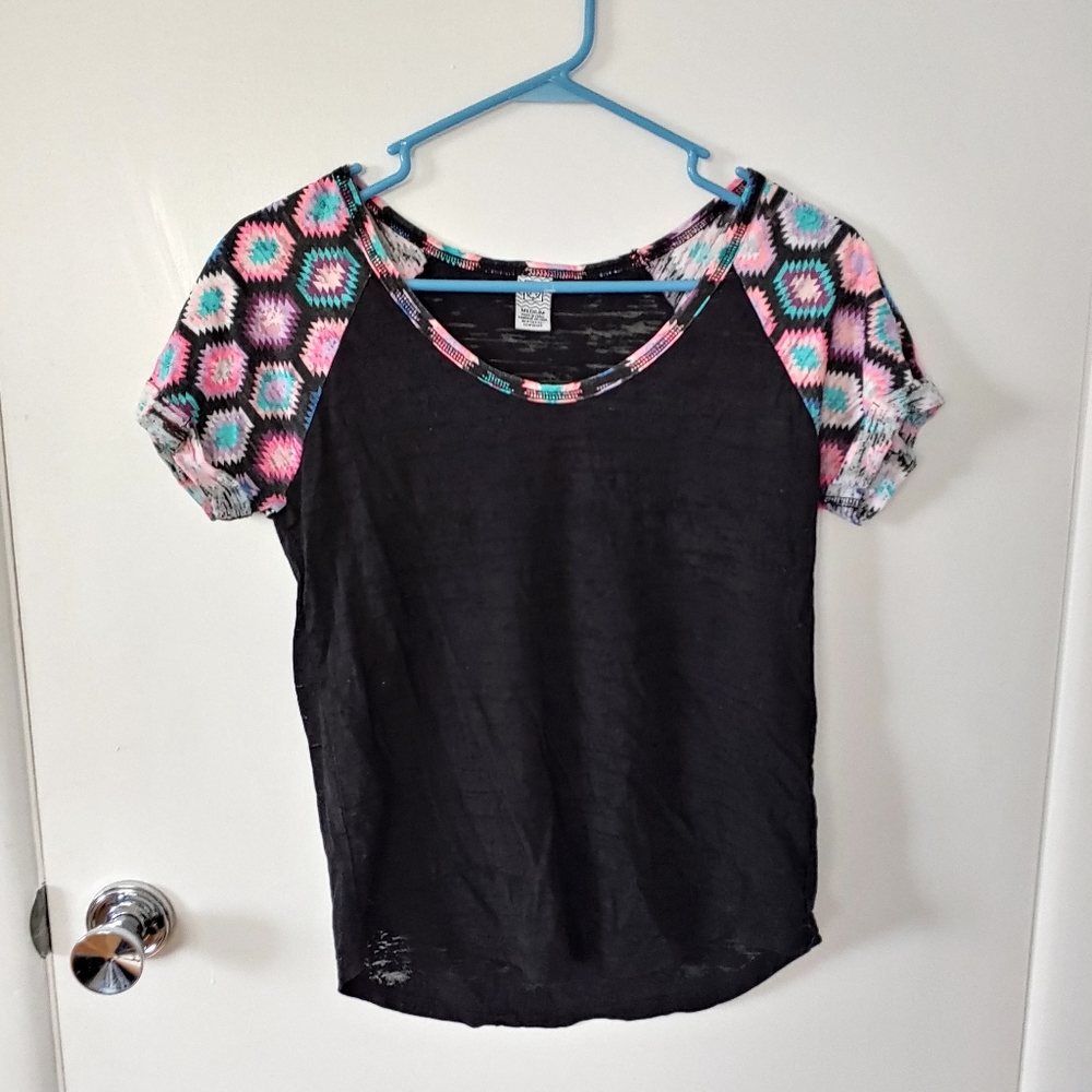 Black and Pastel Sheer Top
